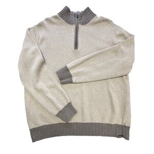 Eddie Bauer 100% cotton 1/4 zip tan knit sweater size XL
